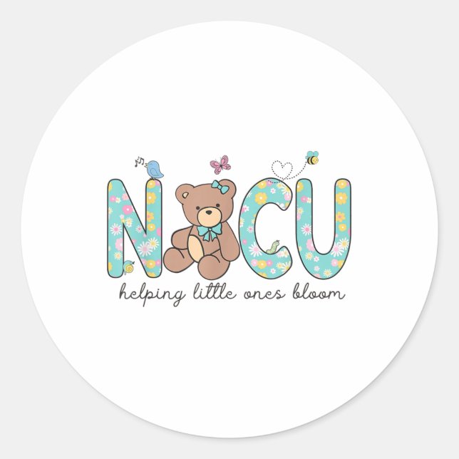 Sticker Rond Nicu Bear Spring Nicu Nurse Aider Les Petits Bl (Devant)