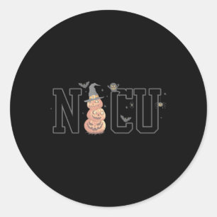 Sticker Rond Nicu Boo Crew Citrouille Éffrayant Funny NICU Nurs