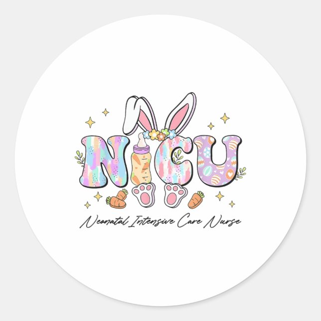 Sticker Rond Nicu Easter Unité de soins intensifs néonatals Uni (Devant)