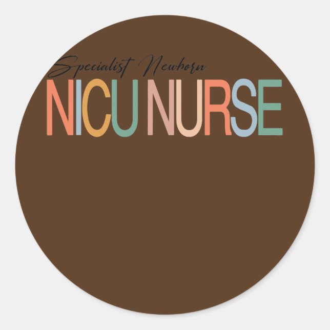 Sticker Rond NICU Infirmière néonatale Infirmière de l'ICU Soin (Devant)