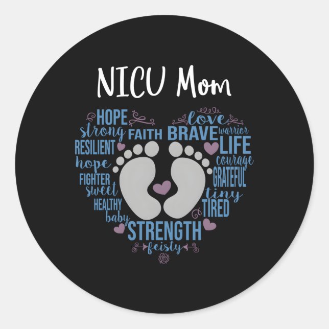 Sticker Rond Nicu Maman Preemie Ou Nicu Maman Blue (Devant)
