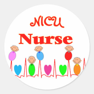 Sticker Rond NICU Nurse—Carte graphique adorable pour bébé
