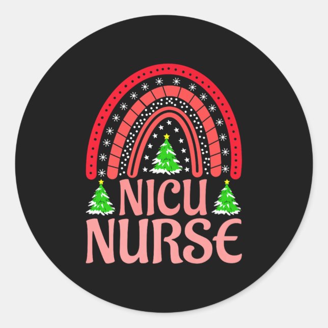Sticker Rond Nicu Nurse Christmas Crew Nurselife Nursing Xmas P (Devant)