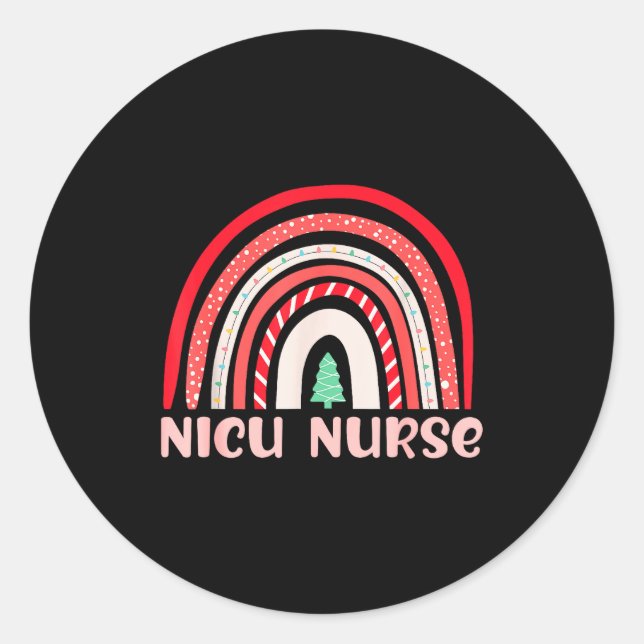 Sticker Rond Nicu Nurse Neonatal Tiny Crew Christmas Holiday Nu (Devant)