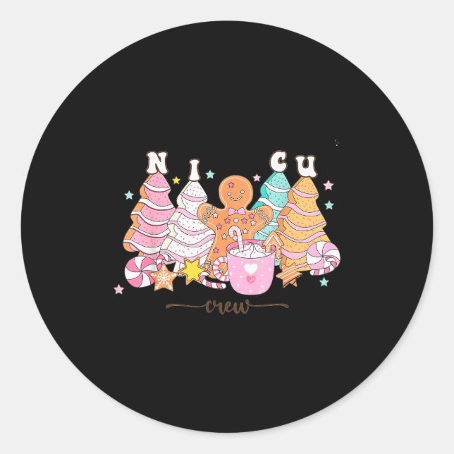 Sticker Rond Nicu Nurse Xmas Gingerbread Neonatal Intensive Car (Devant)