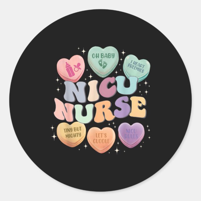 Sticker Rond Nicu Valentine Nicu Nurse Valentines Day Icu Nurse (Devant)