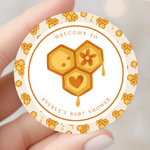Sticker Rond Nid d'abeille Abeille Mignonne Baby Shower