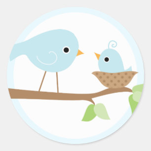 Sticker Rond Nid de bébé (bleu)