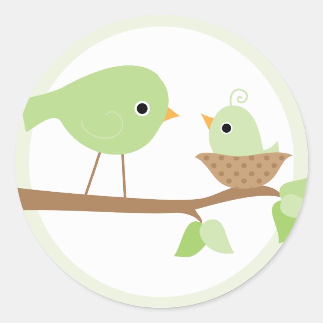 Sticker Rond Nid d'oiseau (vert) (Devant)
