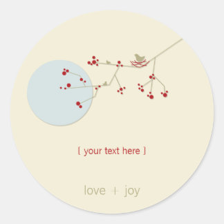 Sticker Rond Nidification Famille D'Oiseaux Sur Branches Baby s