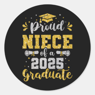 Sticker Rond Nièce Senior 2025 Fière Nièce D'Un Cl De 2025 Grad