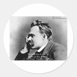 Sticker Rond Nietzsche "Un Pourquoi" Cadeaux et Cartes de Sages