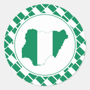 Sticker Rond NIGERIA FLAG Carte nigériane Patriotique élégant