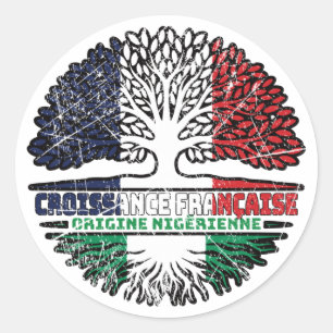 Sticker Rond Nigeria, France, drapeau des racines d'arbres