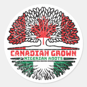 Sticker Rond Nigeria, Nigéria, Canada, drapeau canadien des rac