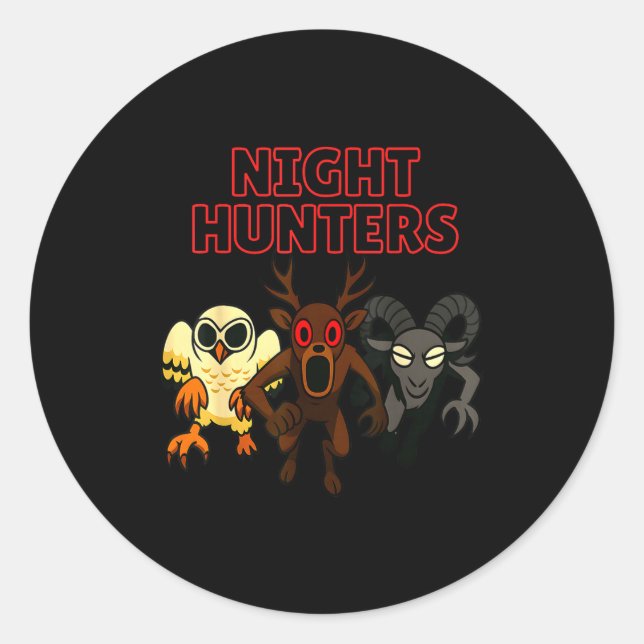Sticker Rond Night Hunters. 3 Animals In The Forest. Cool Gamer (Devant)