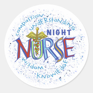 Sticker Rond Night Nurse Motto
