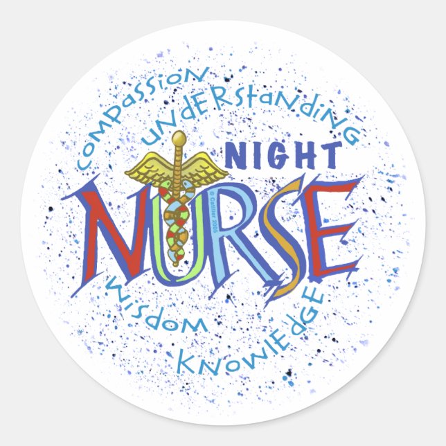 Sticker Rond Night Nurse Motto (Devant)