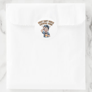 Sticker Rond Night Shift Nurse Survival Mode Funny Nurse Sticke