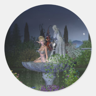 Sticker Rond Nightime Garden Fairy
