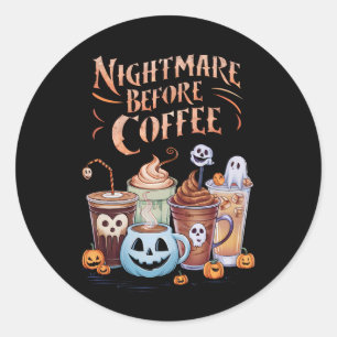 Sticker Rond Nightmare avant café Citrouille épice Halloween