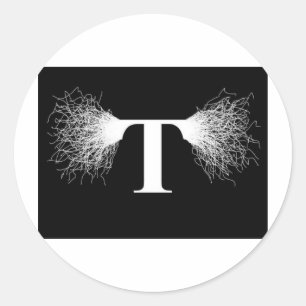 Sticker Rond Nikola Tesla - bobine de Tesla - foudre