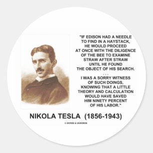Sticker Rond Nikola Tesla Edison Needle Haystack Theote