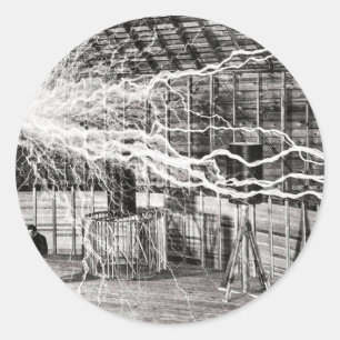 Sticker Rond Nikola Tesla Electricity