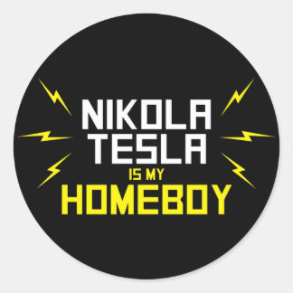 Sticker Rond Nikola Tesla est mon garçon