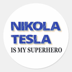 Sticker Rond Nikola Tesla est mon super-héros