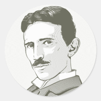 Sticker Rond Nikola Tesla Portrait