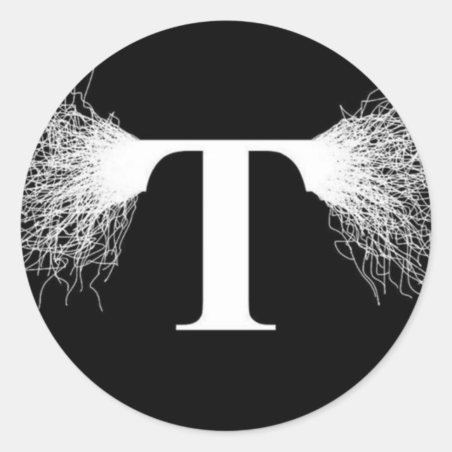 Sticker Rond Nikola Tesla - Tesla Coil - Éclair (Devant)
