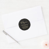 Sticker Rond N'IMPORTE QUEL Anniversaire Salue Élégante Noir &  (Enveloppe)