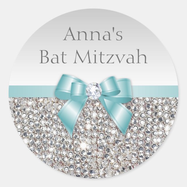 Sticker Rond N'Importe Quel Événement Faux Séquences Argent Tur (Devant)