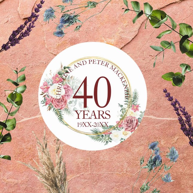 Sticker Rond N'importe quel Mariage Blush Rose Anniversaire (Créateur téléchargé)