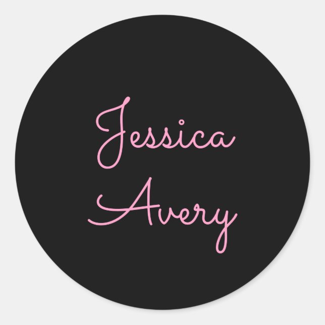 Sticker Rond N'importe quel nom | Joli script rose éditable sur (Devant)