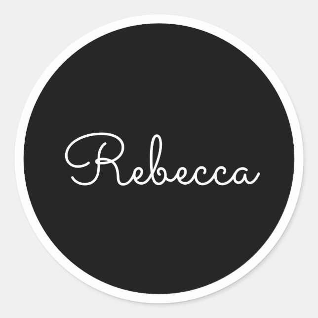 Sticker Rond N'importe quel nom | Script blanc modifiable cool  (Devant)