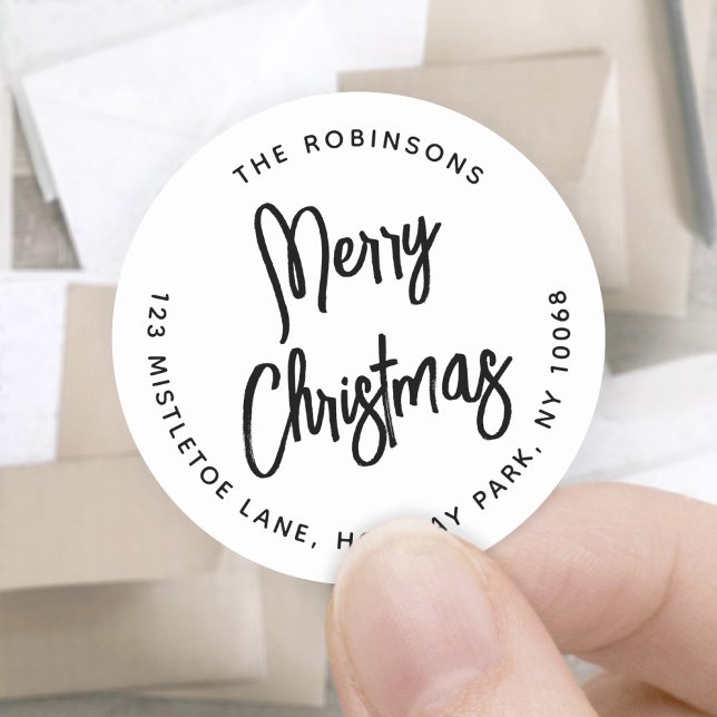 Sticker Rond N'Importe Quel Texte Brossé Script Retourner Adres (Créateur téléchargé)