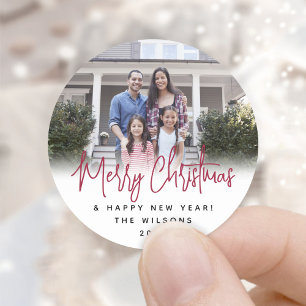 Sticker Rond N'Importe Quel Texte Typographie De Script Rouge S