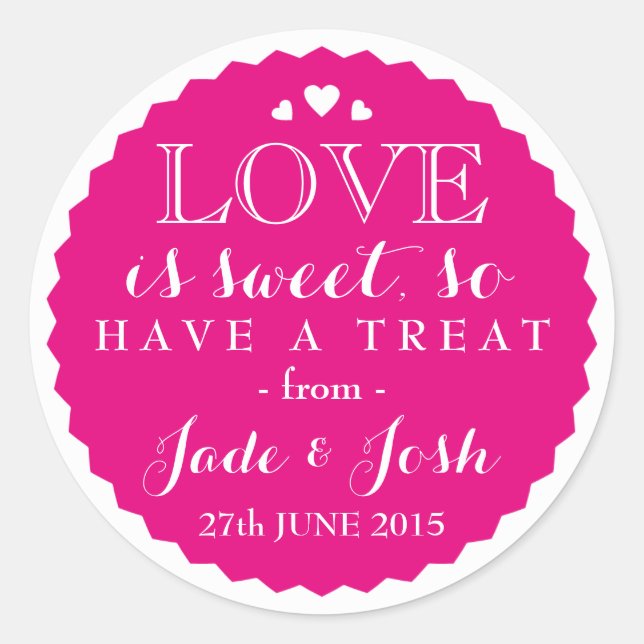 Sticker Rond N'IMPORTE QUELLE COULEUR Mariage Favoriser Sweet J (Devant)