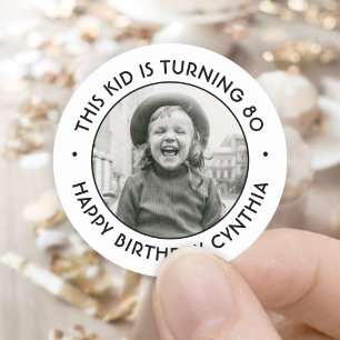 Sticker Rond N'IMPORTE QUELLE Fête Anniversaire Chic Photo Simp