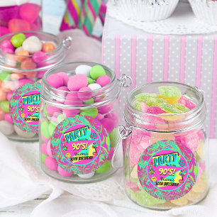 Sticker Rond N'IMPORTE QUELLE fête d'anniversaire des 90 ans au