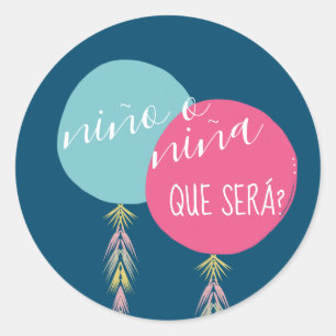 Sticker Rond Nina o Nino Révélation du sexe Pompon  Ballon  Ble