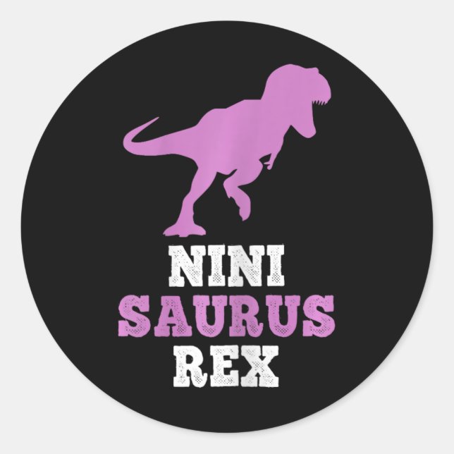 Sticker Rond Nini-saurus Rex Dino Dinosaure Ninisaurus Drôle  (Devant)