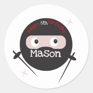 Sticker Rond Ninja Arts Martiaux Karaté Garçons Anniversaire