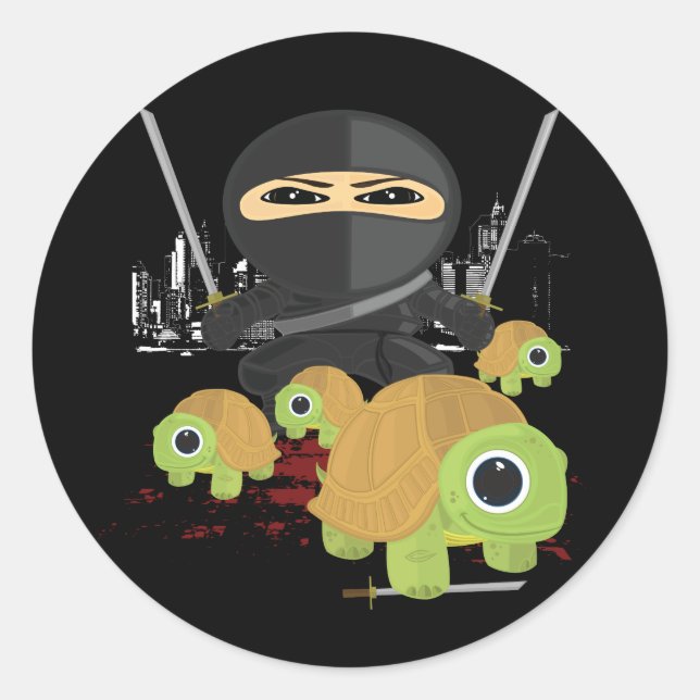 Sticker Rond Ninja avec tortues (Devant)