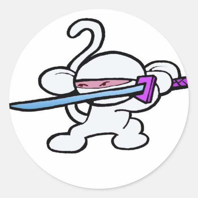 Sticker Rond Ninja blanc sur garde-sans mots (Devant)