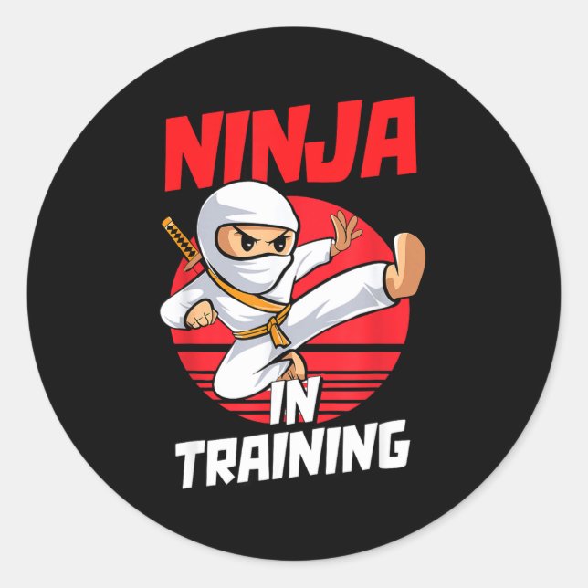 Sticker Rond Ninja In Training Costume Party Warrior Boys Girls (Devant)