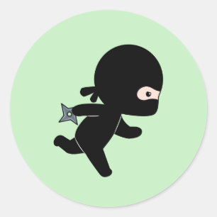Sticker Rond Ninja minuscule en vert