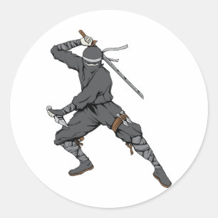 Sticker Rond Ninja ~ Ninjas 2 Arts martiaux Guerrier Imaginaire